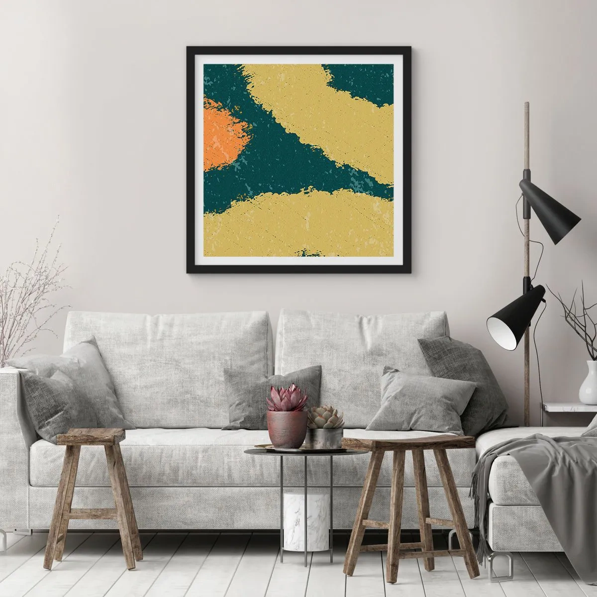 Pôster com moldura preta - Abstração – movimento lento - 30x30 cm