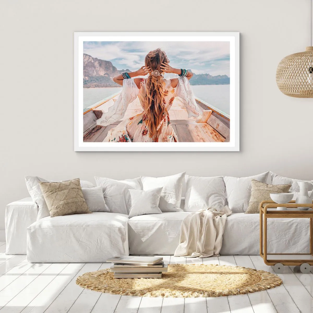 Pôster em moldura branca - A caminho da felicidade - 100x70 cm