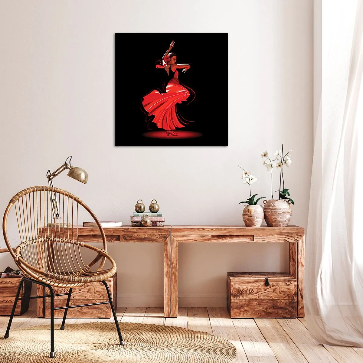 Quadro em tela - O espírito ardente do flamenco - 40x40 cm