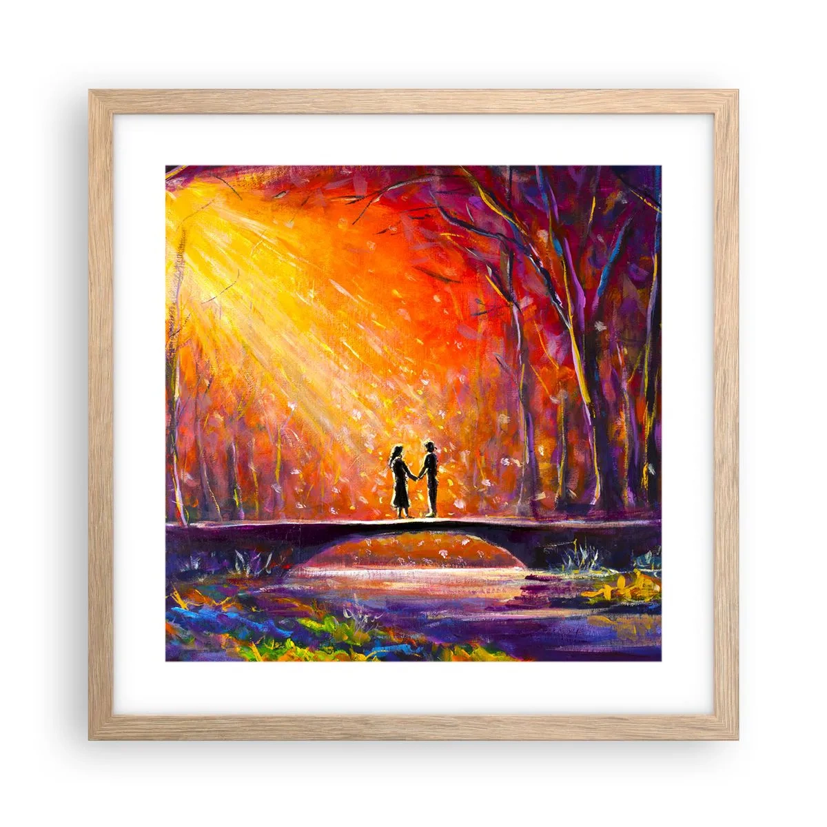 Pôster com moldura de carvalho claro - O céu também os ama - 40x40 cm