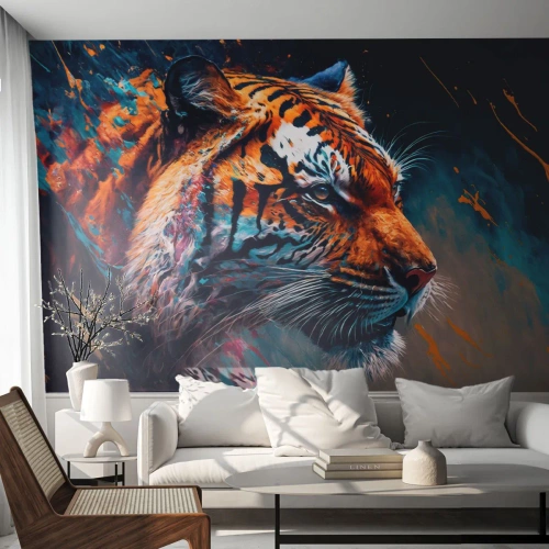 Papel de Parede Autocolante Deluxe Sticker - Beleza selvagem - Tigre, Colorida, Animal - 250x175 cm