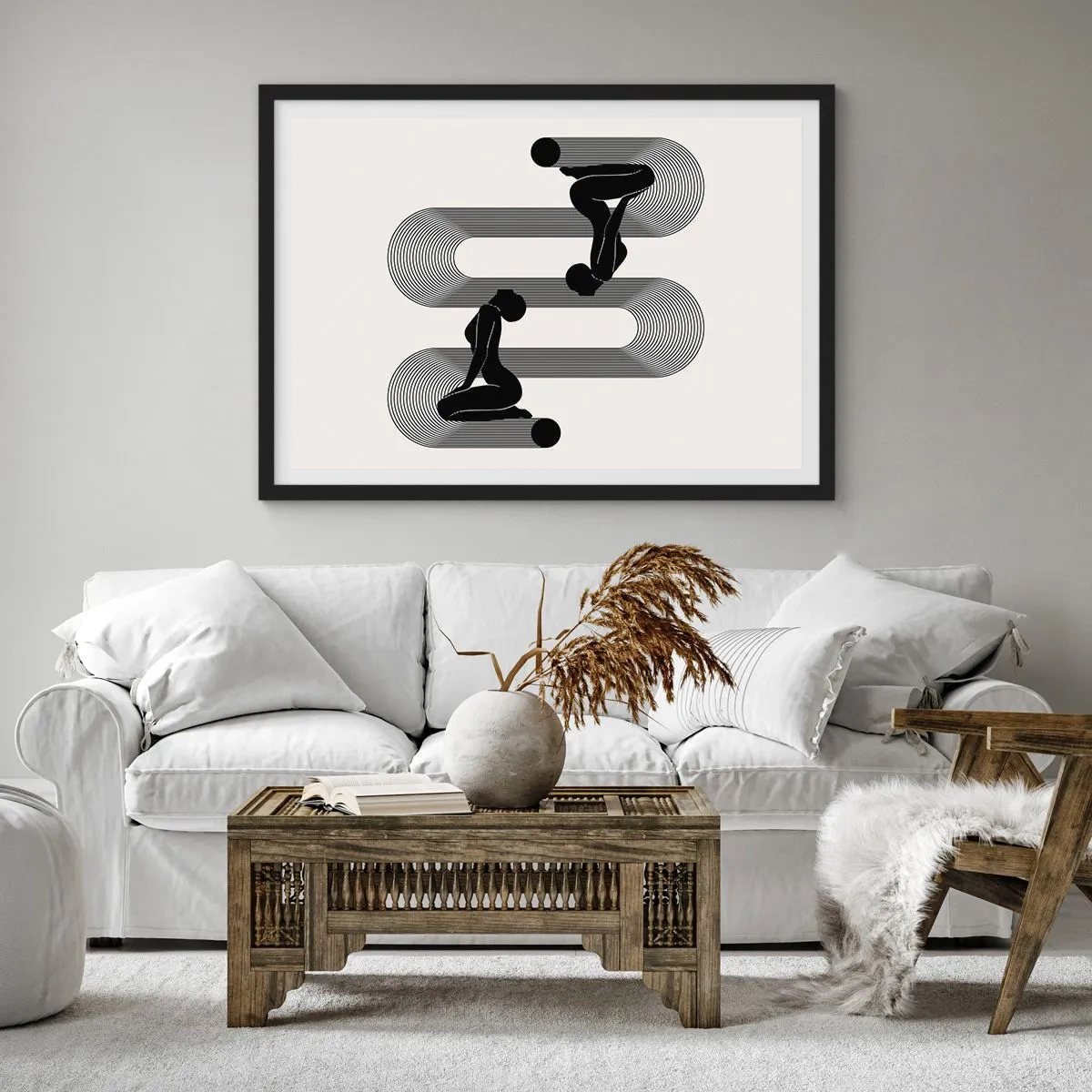 Pôster com moldura preta - Simetria sensual - 70x50 cm
