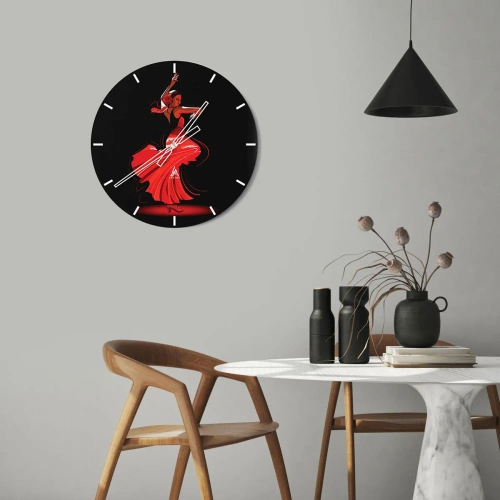 Relógio de parede - Relógio em vidro - O espírito ardente do flamenco - 40x40 cm
