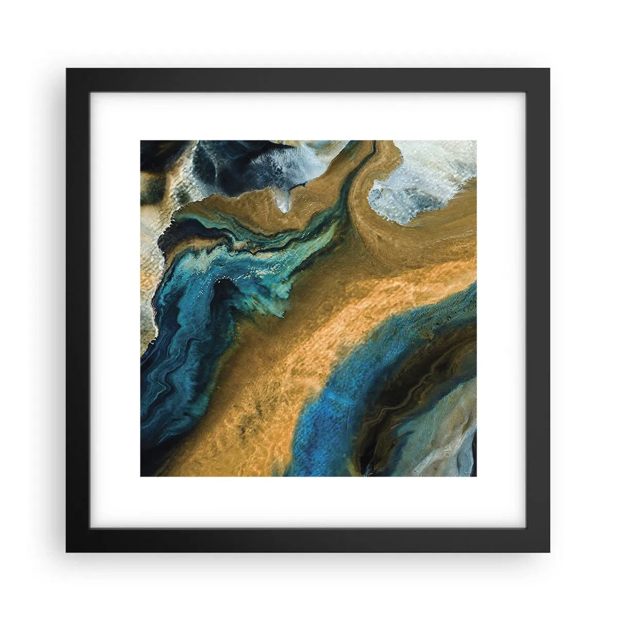 Pôster com moldura preta - Azul – amarelo – influências mútuas - 30x30 cm