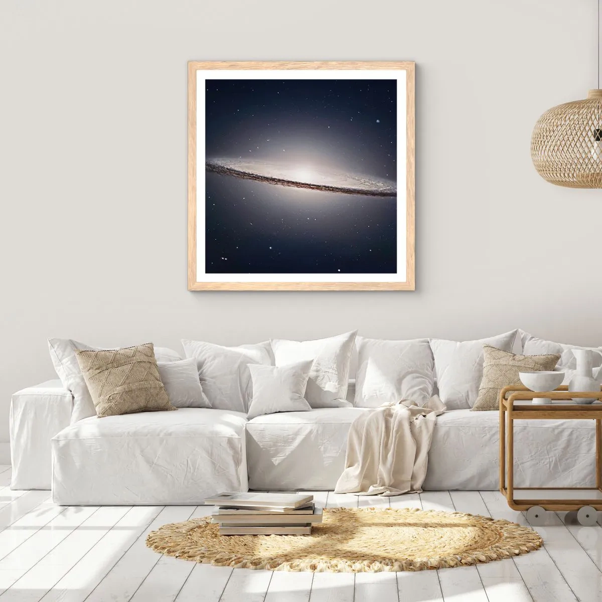 Pôster com moldura de carvalho claro - Há muito tempo atrás, em uma galáxia muito, muito distante... - 60x60 cm
