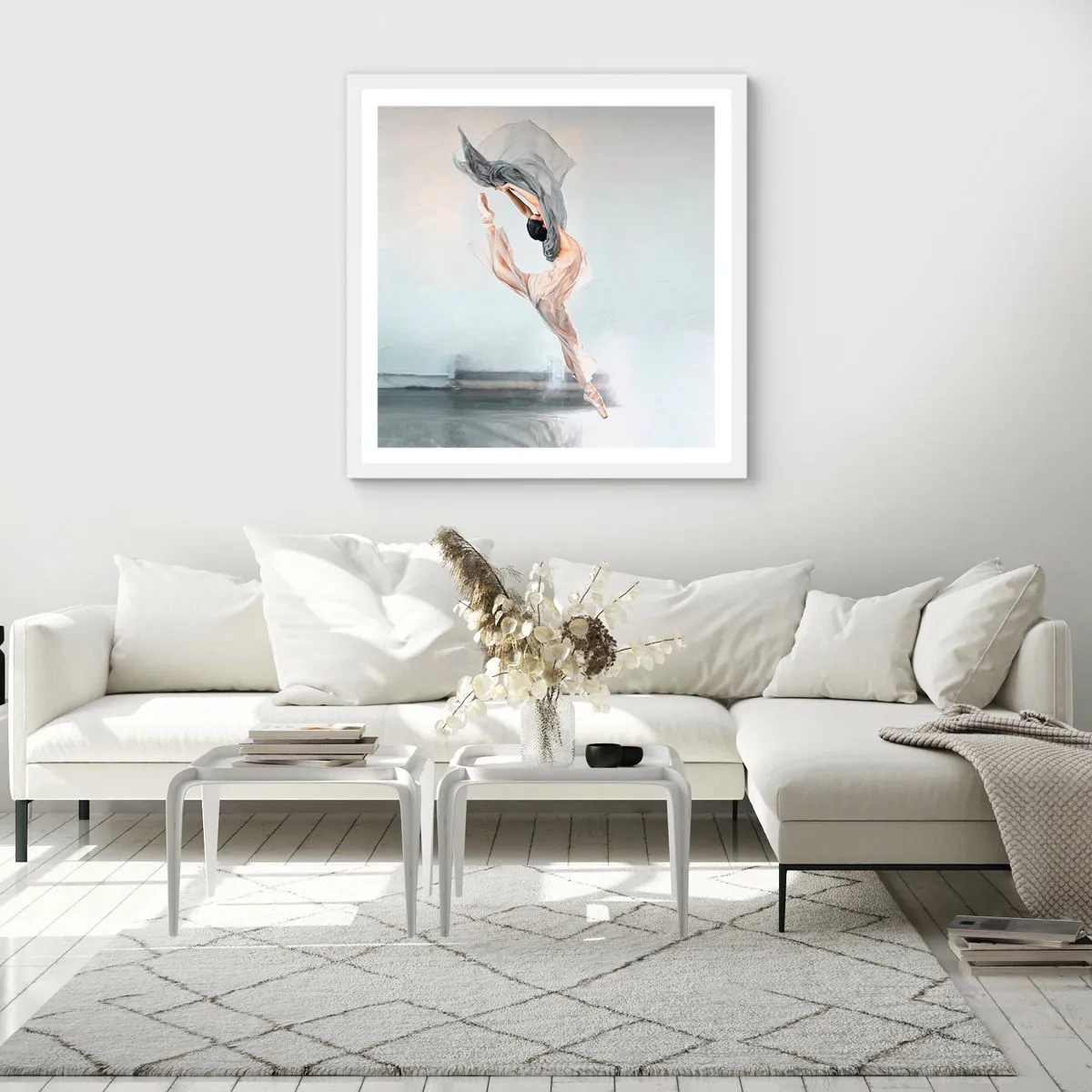 Pôster em moldura branca - Na exultação da dança - 60x60 cm