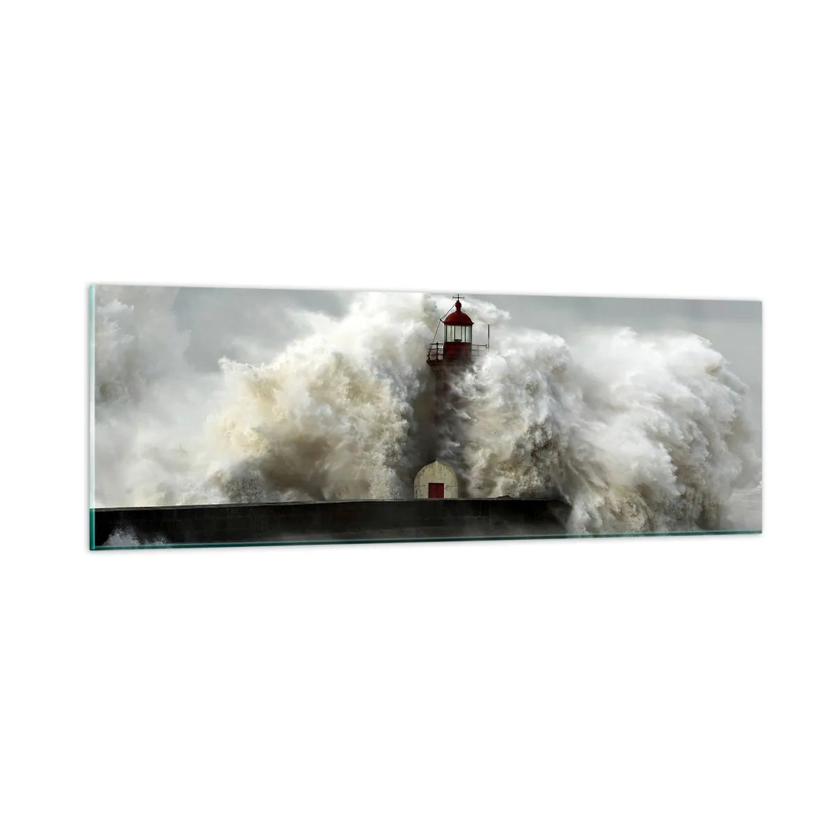 Quadro em vidro - A ira do oceano - 90x30 cm
