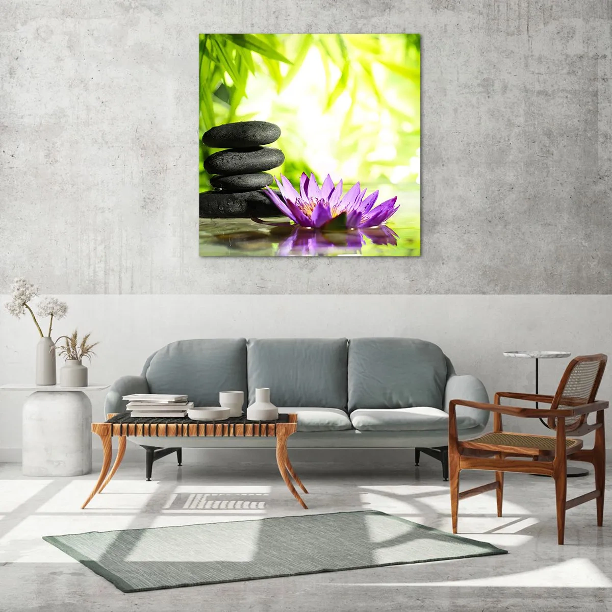 Quadro em vidro - Em um arbusto de bambu - 30x30 cm