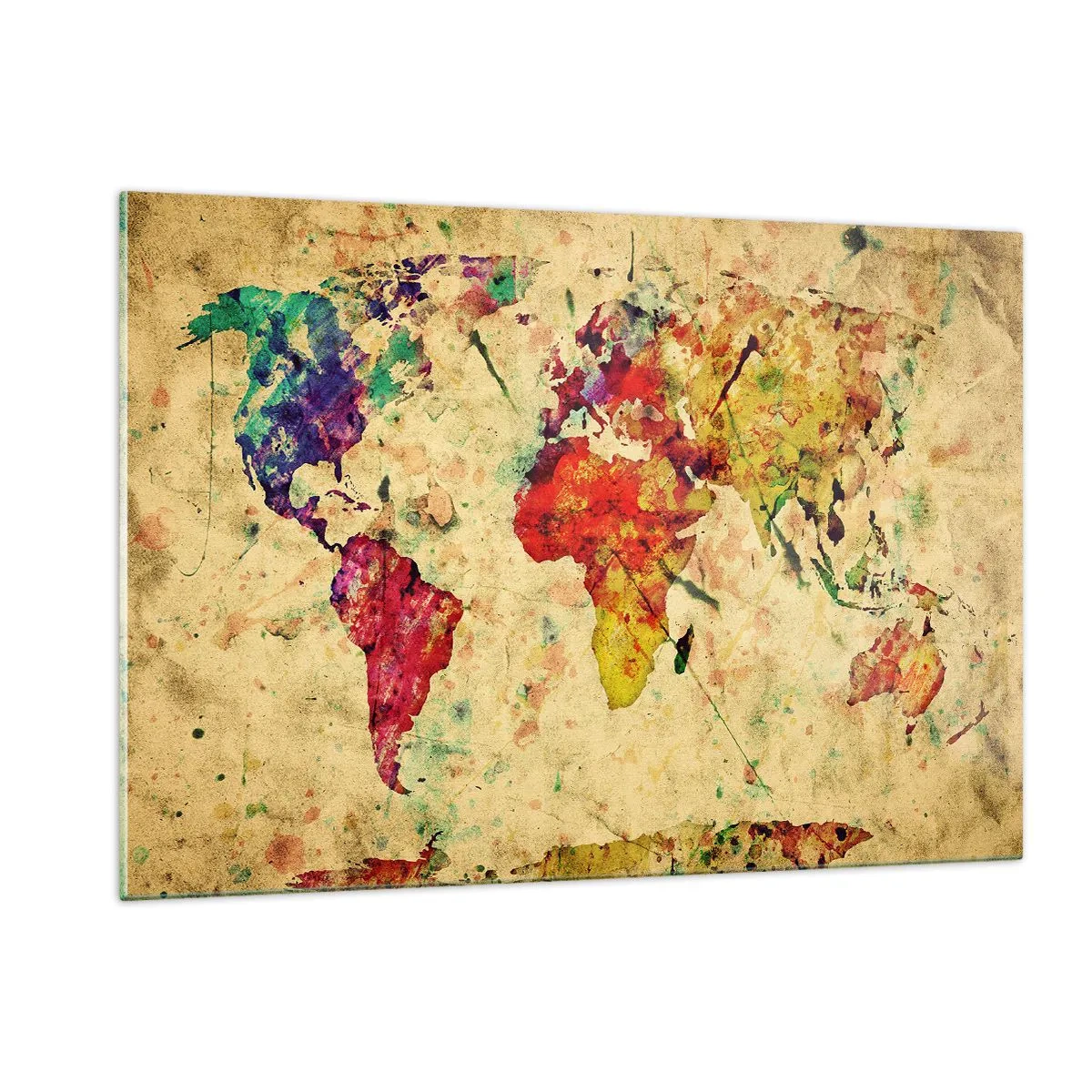 Quadro em vidro - A vida como um papel de mapa colorido - 120x80 cm