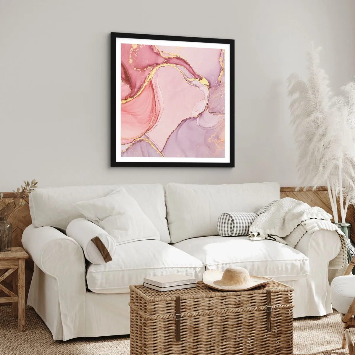 Pôster com moldura preta - Carícia das cores - 60x60 cm