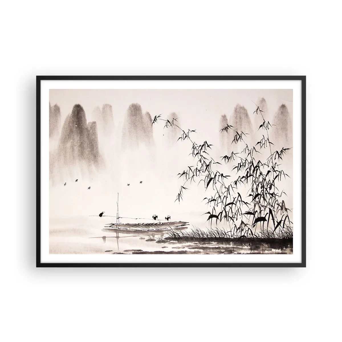 Pôster com moldura preta - O silêncio dos campos de arroz - 100x70 cm