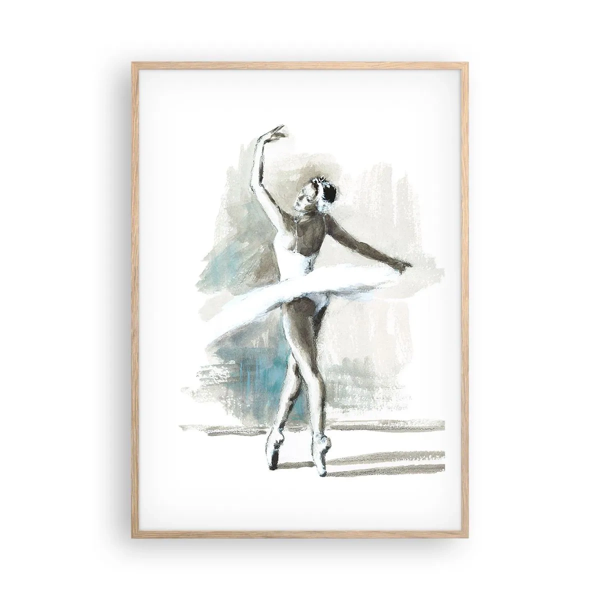 Pôster com moldura de carvalho claro - Encantada num cisne - 70x100 cm