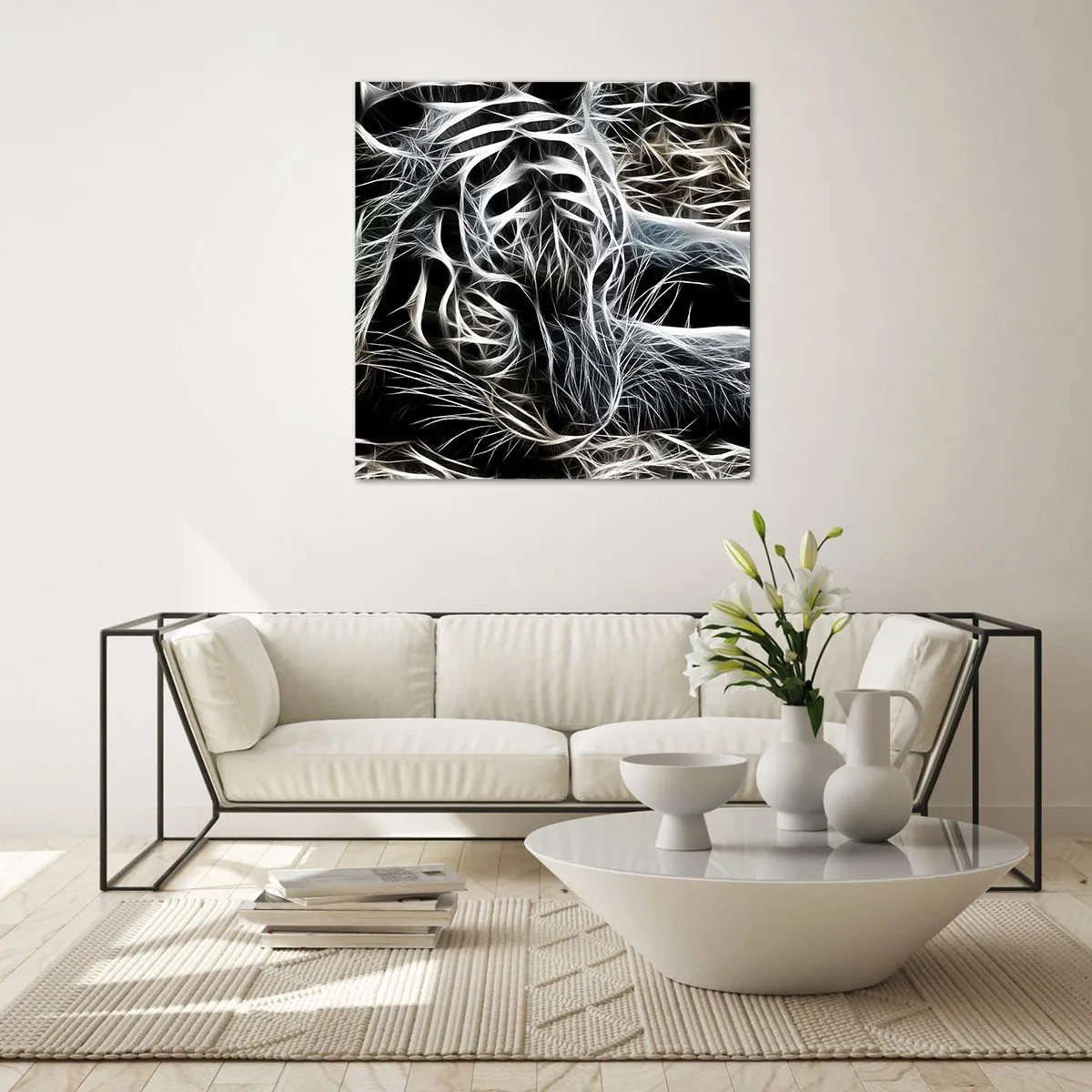 Quadro em vidro - Um estudo da leveza do gato - 40x40 cm