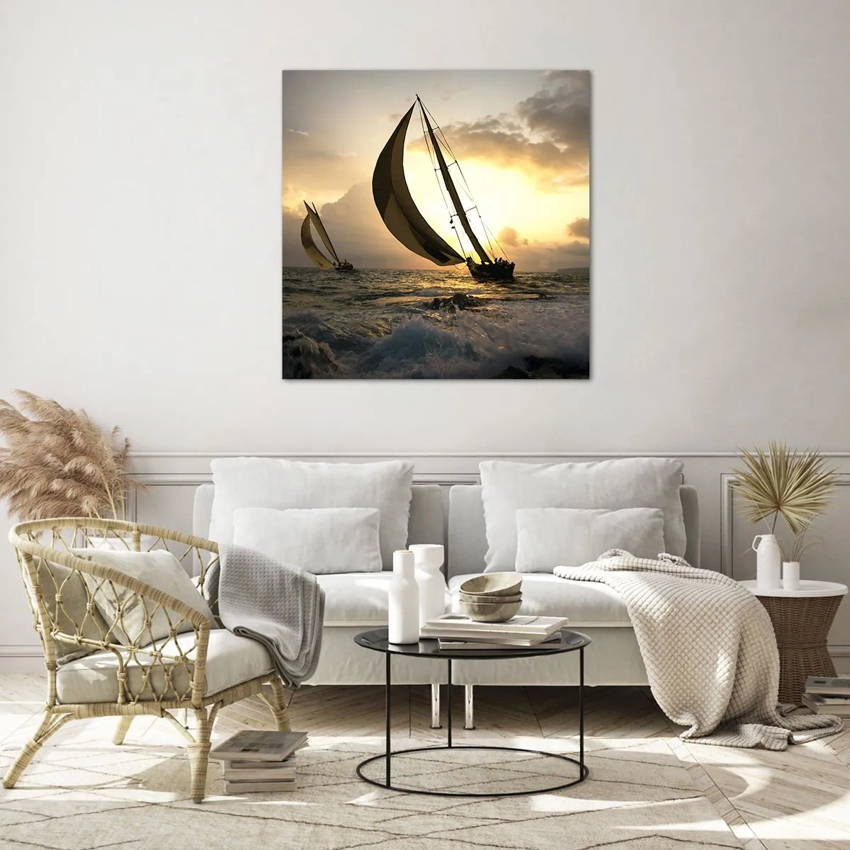 Quadro em vidro - Com o vento e contra o vento - 70x70 cm