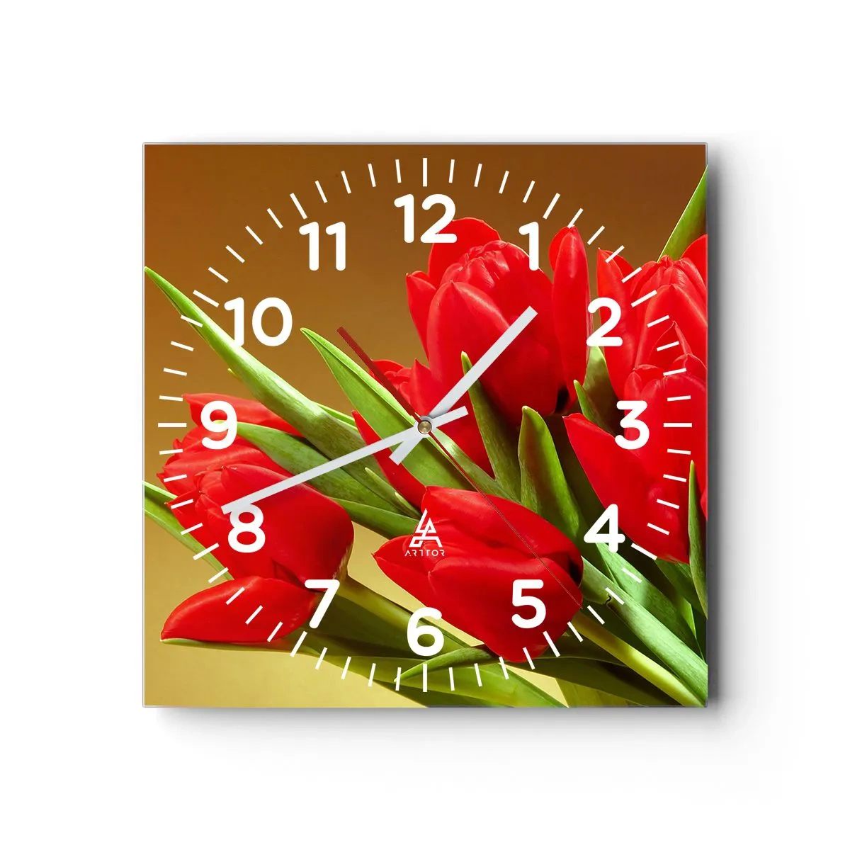 Relógio de parede - Relógio em vidro - Um ramo de alegria primaveril - 40x40 cm