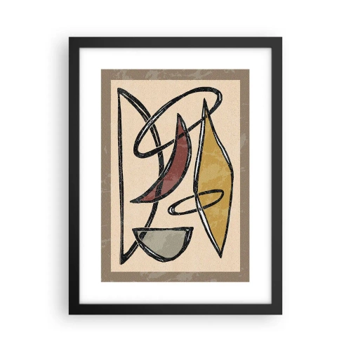 Pôster com moldura preta - Composição – arcos e ovais - 30x40 cm