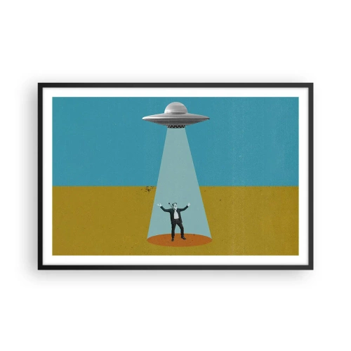 Pôster com moldura preta - Encontro próximo - 91x61 cm