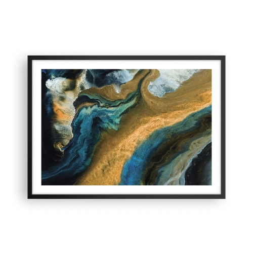 Pôster com moldura preta - Azul – amarelo – influências mútuas - 70x50 cm