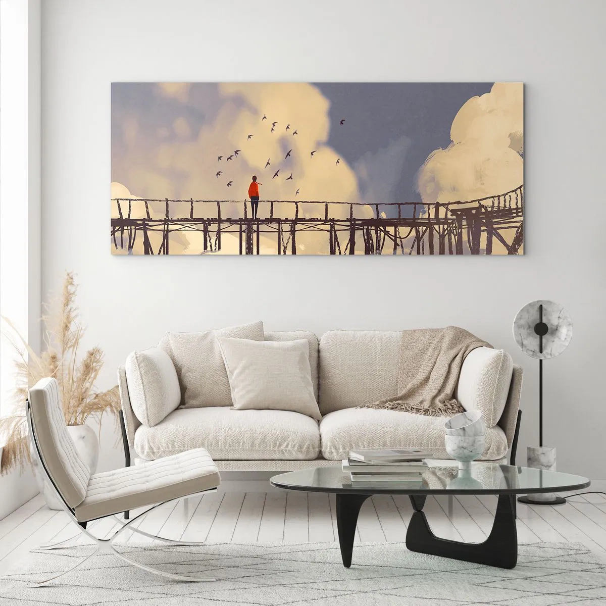 Quadro em vidro - Saudade azul - 120x50 cm