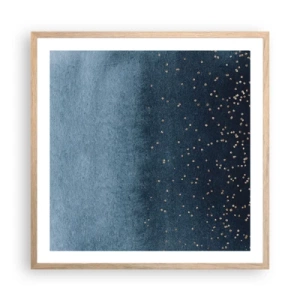 Pôster com moldura de carvalho claro - Composição – fases azuis - 60x60 cm