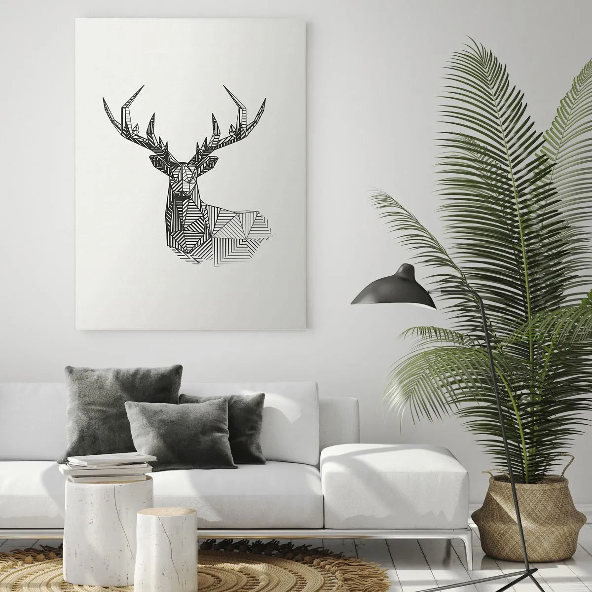 Quadro em vidro - Veado em estilo cubista - 50x70 cm