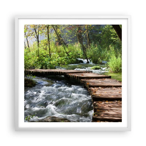 Pôster em moldura branca - Sobre a cascata espumosa - 60x60 cm