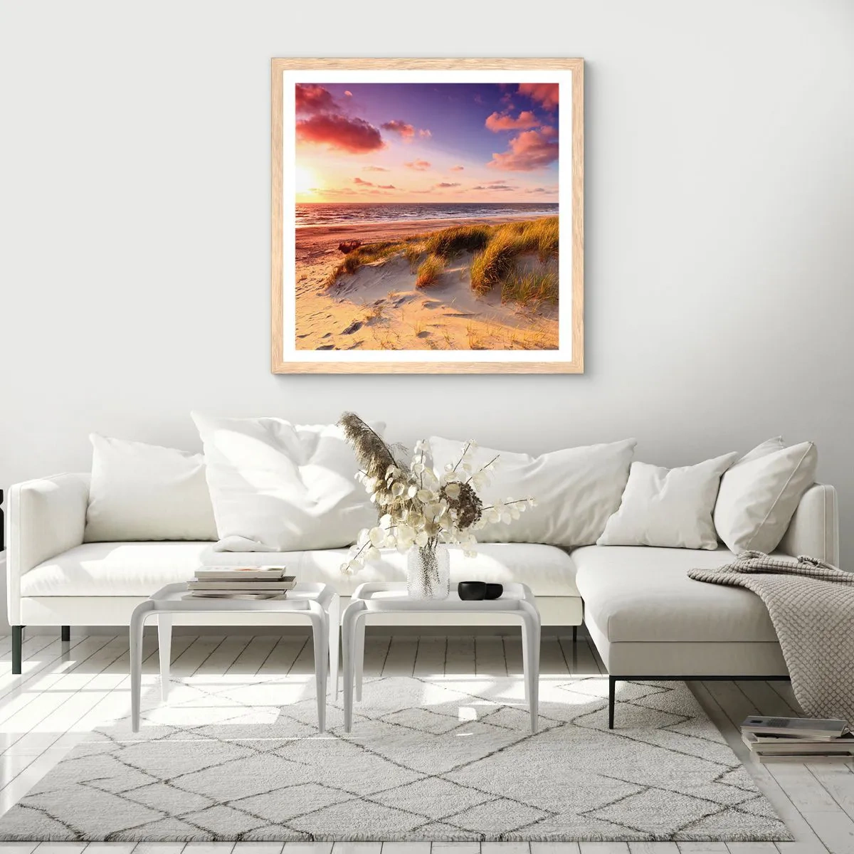 Pôster com moldura de carvalho claro - Ar com cheiro de verão - 30x30 cm