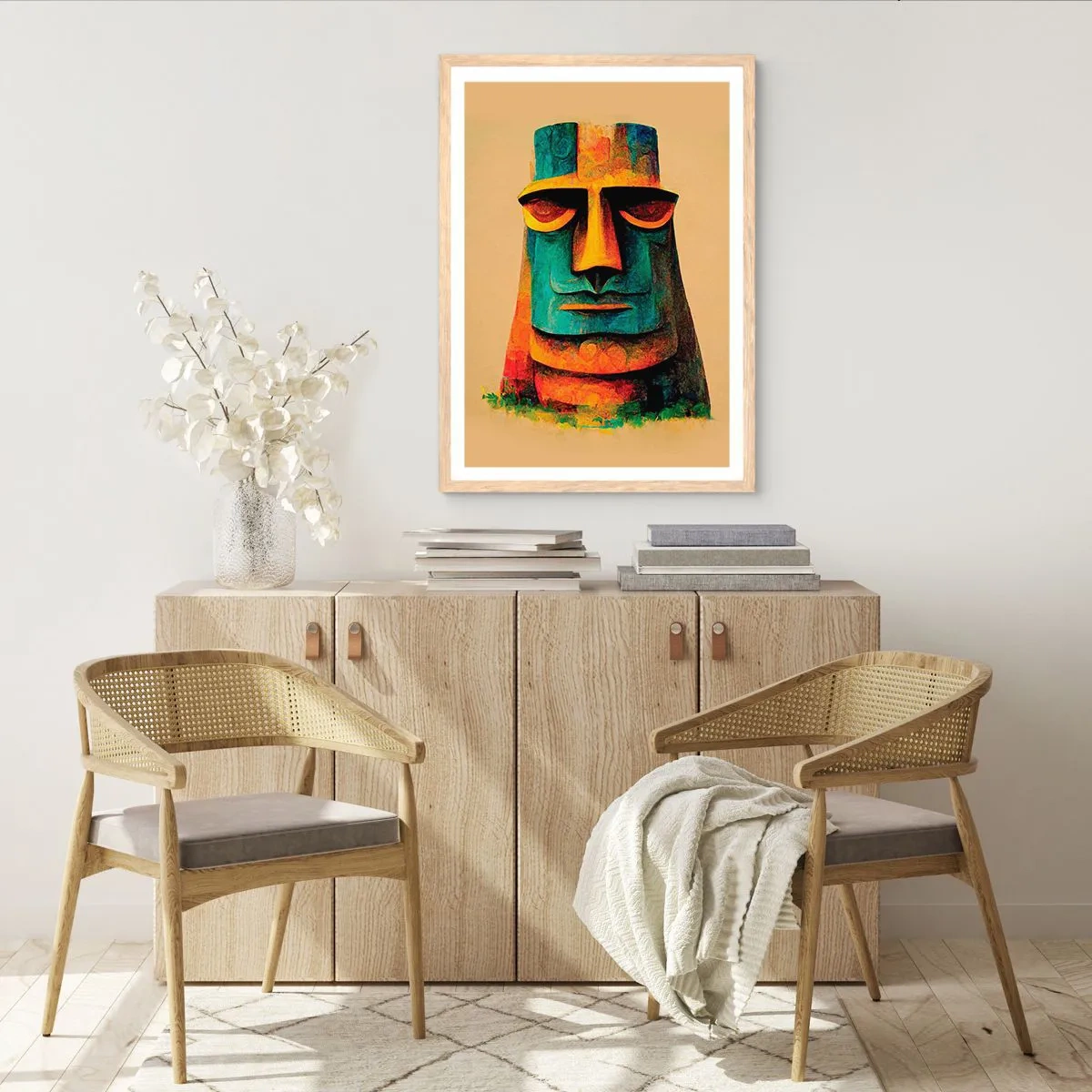 Pôster com moldura de carvalho claro - Escultórico e simpático - 40x50 cm