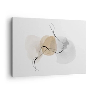 Quadro em tela - Abstração minimalista em tons de bege e cinza - 70x50cm - Contas ao vento - Decoração de parede moderna para a sala de estar e quarto ARTTOR