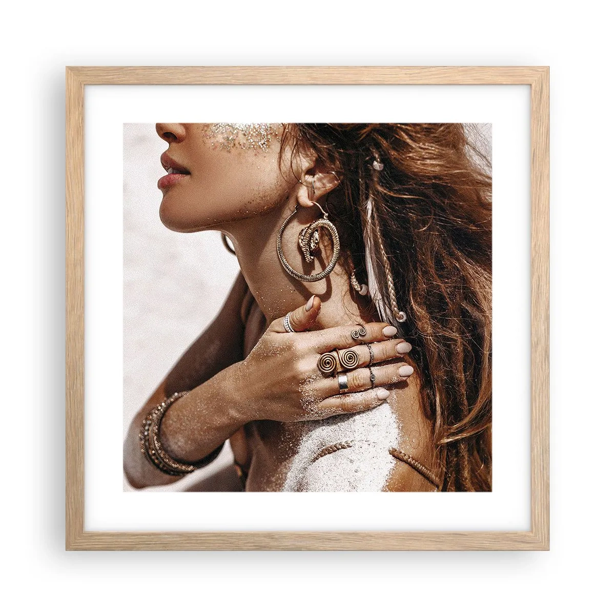 Pôster com moldura de carvalho claro - A rainha da praia selvagem - 40x40 cm