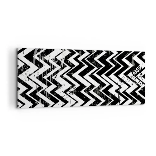 Quadro em tela - Zig-branco, zag-preto - 100x40 cm