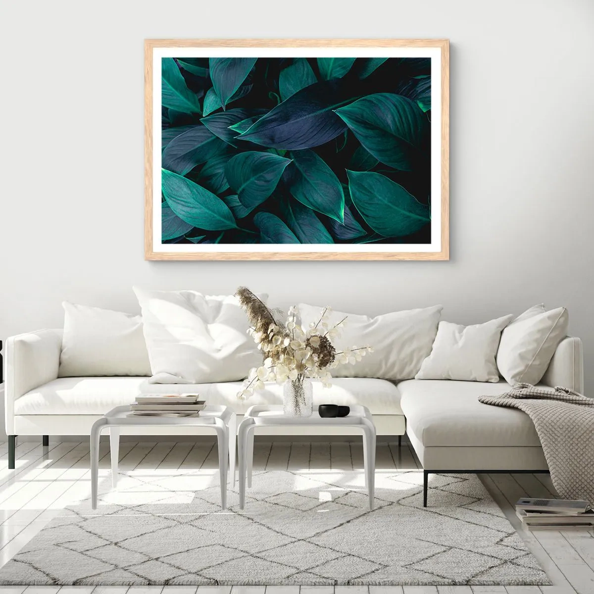 Pôster com moldura de carvalho claro - Verde em si - 100x70 cm