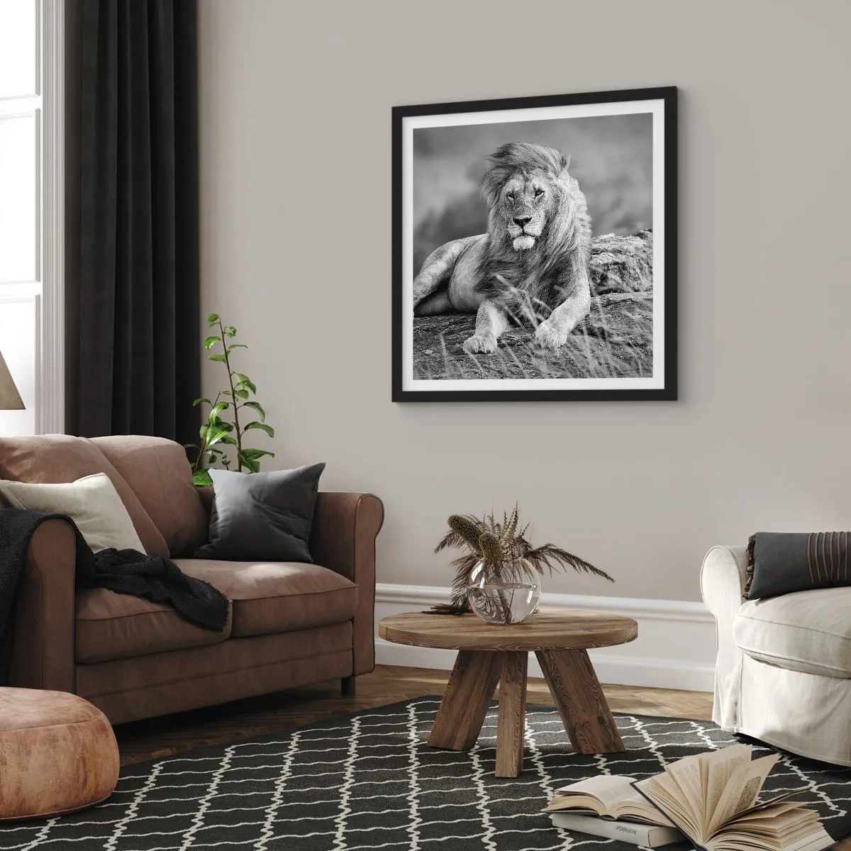 Pôster com moldura preta - Sesta real - 50x50 cm