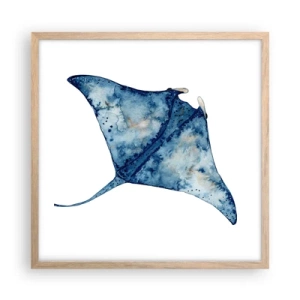 Pôster com moldura de carvalho claro - A vida em azul - 50x50 cm