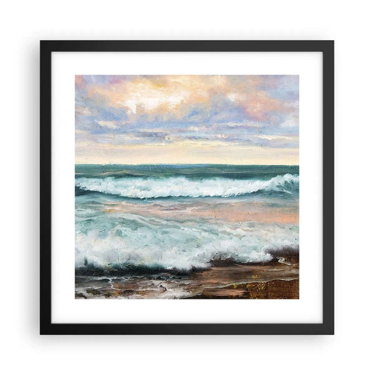 Pôster com moldura preta - Aqui suavizas a alma - 40x40 cm