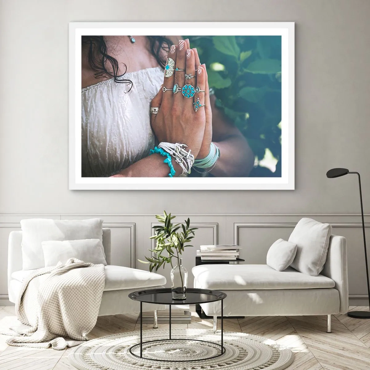 Pôster em moldura branca - Bem-vindo ao centro do ser - 70x50 cm