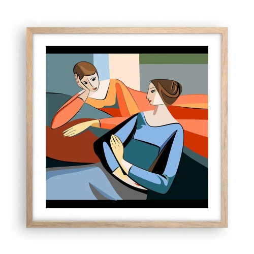 Pôster com moldura de carvalho claro - Um momento de confiança - 50x50 cm