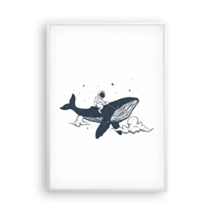 Pôster em moldura branca - Aventura espacial - 70x100 cm