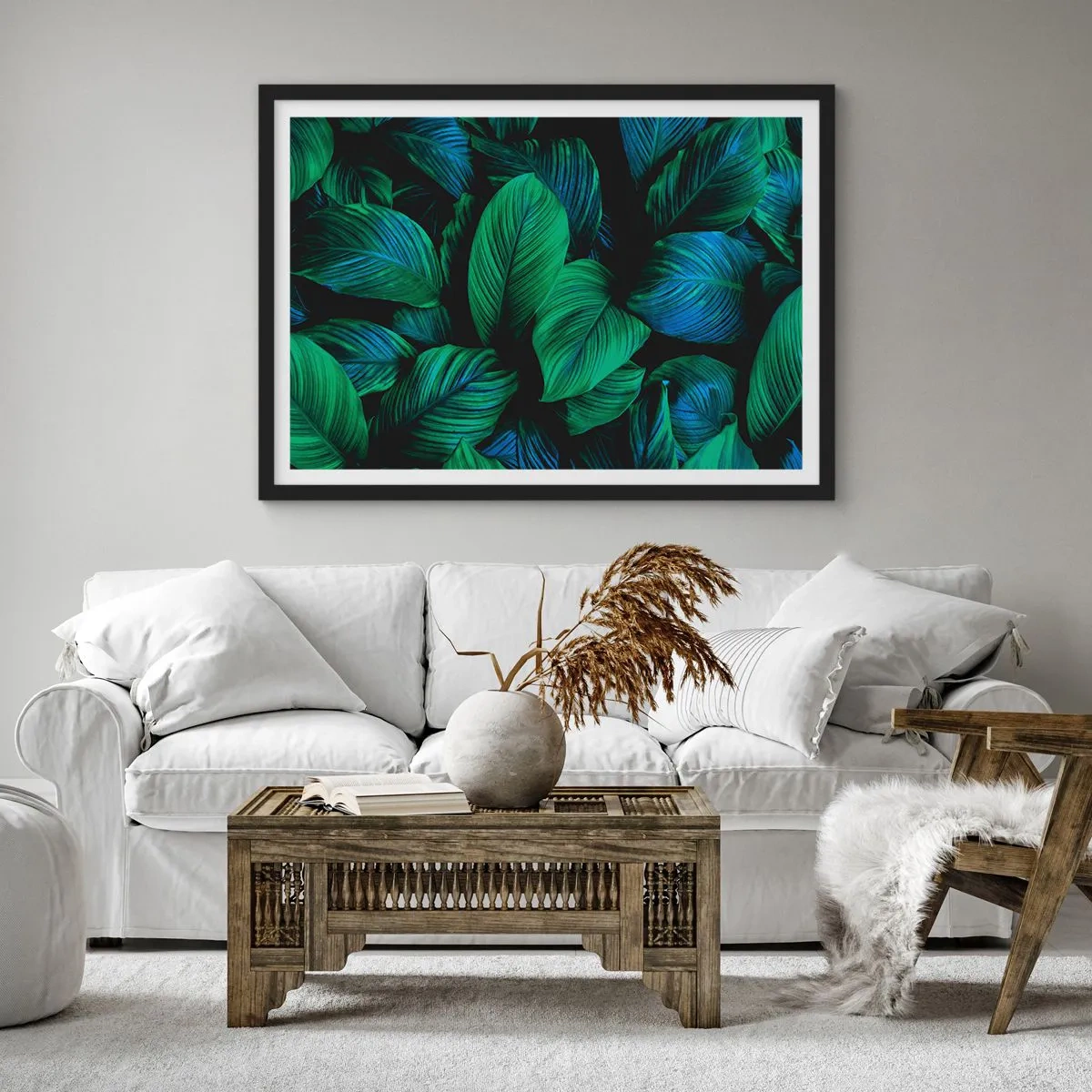 Pôster com moldura preta - Na multidão verde - 70x50 cm