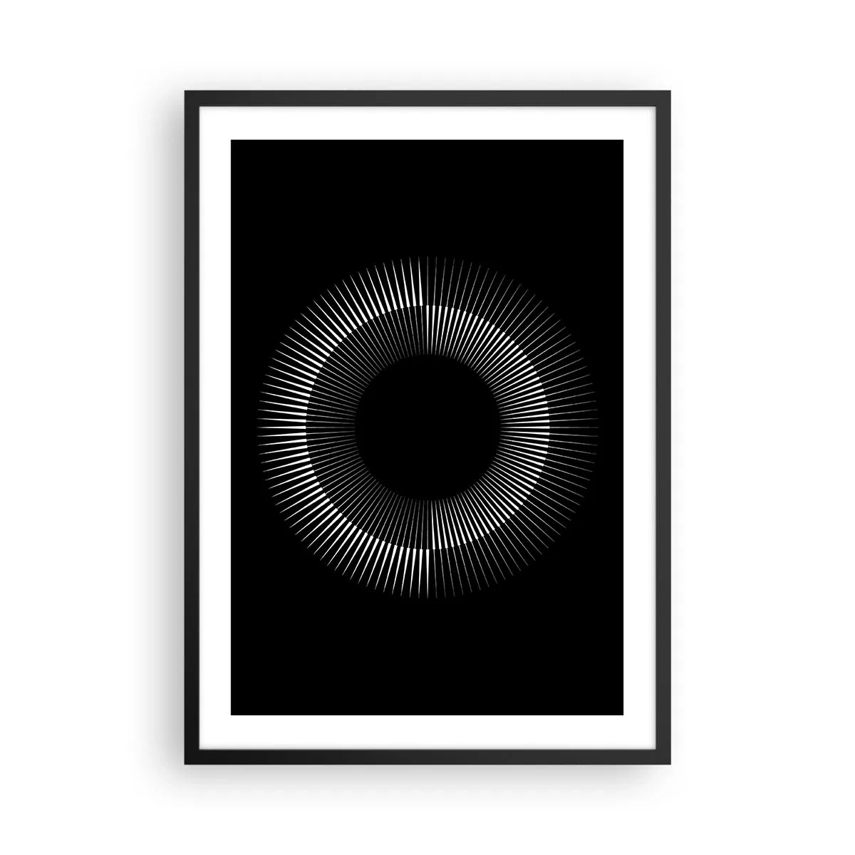 Pôster com moldura preta - Uma composição hipnotizante de um círculo luminoso sobre um fundo preto. - 50x70cm - Sol preto - Decoração de parede moderna para a sala de estar e quarto ARTTOR