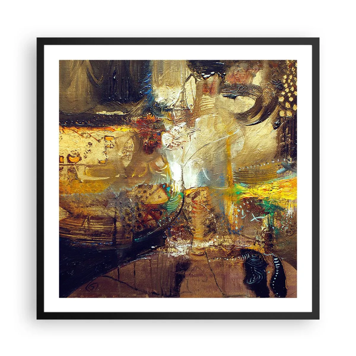 Pôster com moldura preta - Frio, mais quente, quente - 60x60 cm