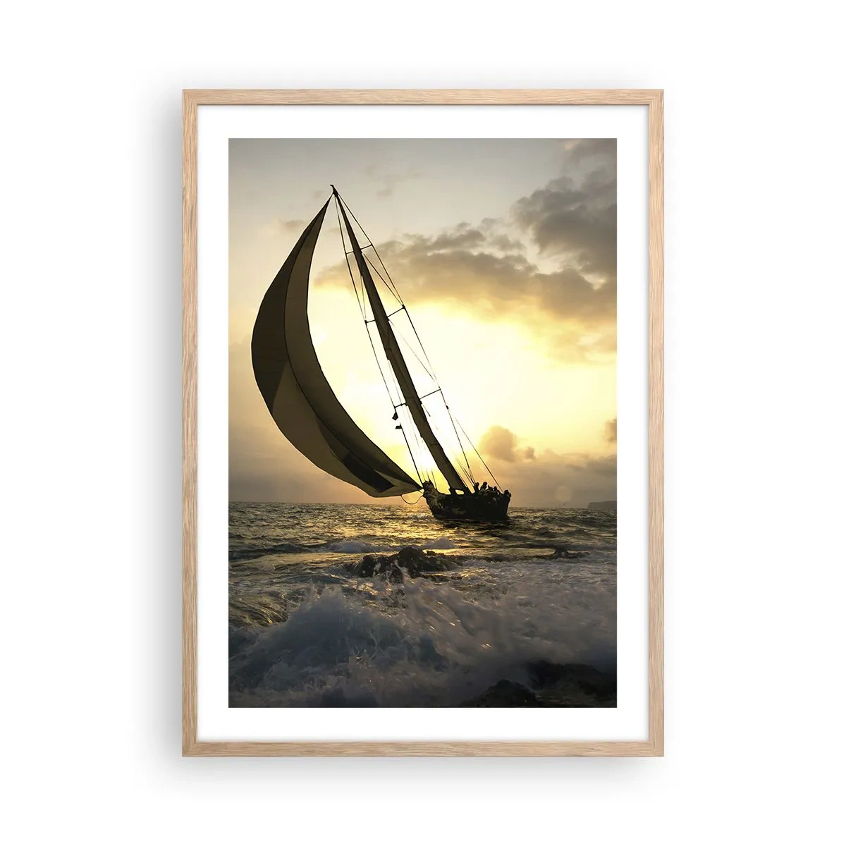 Pôster com moldura de carvalho claro - Com o vento e contra o vento - 50x70 cm