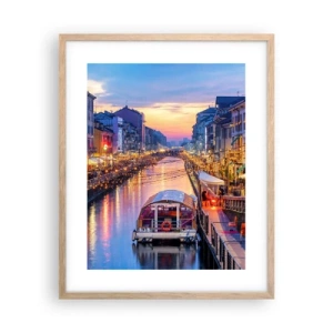 Pôster com moldura de carvalho claro - Uma noite de luz e diversão - 40x50 cm