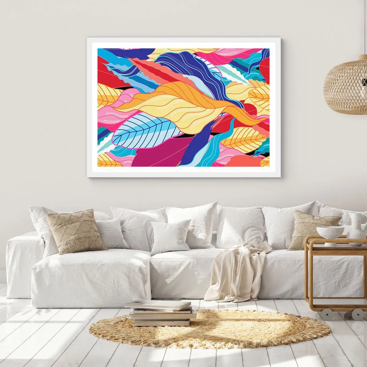 Pôster em moldura branca - Bagunça colorida - 40x30 cm