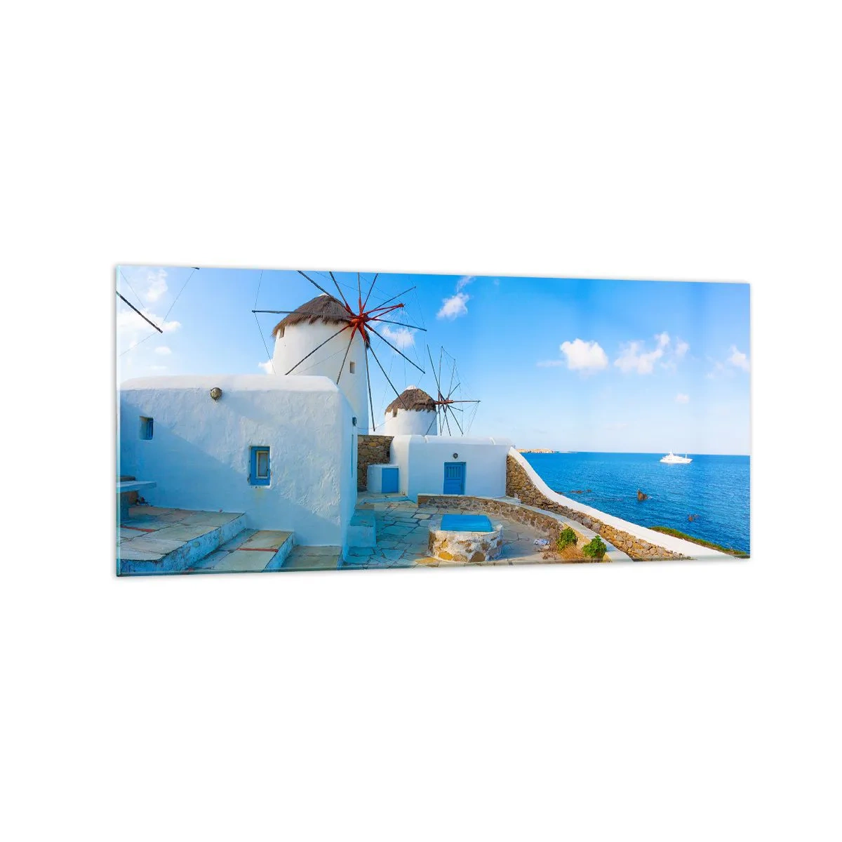 Quadro em vidro - Vento azul do mar - 120x50 cm