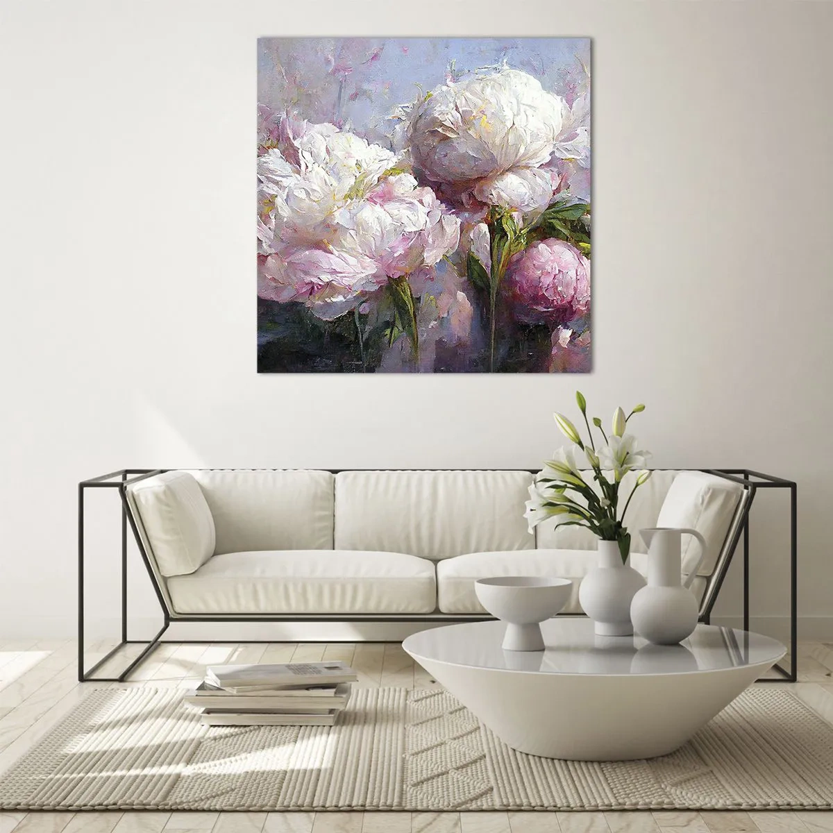 Quadro em vidro - Um buquê cheio de vida - 40x40 cm