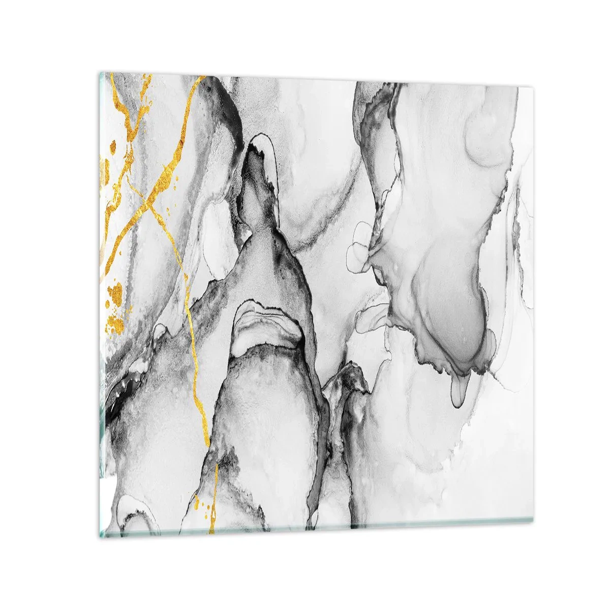 Quadro em vidro - Composição dourada - 60x60 cm