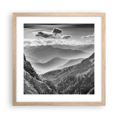 Pôster com moldura de carvalho claro - Até ao horizonte - 40x40 cm