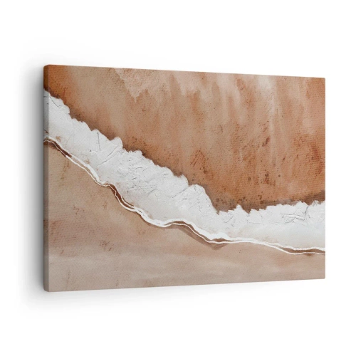 Quadro em tela - Textura de areia com detalhes em branco - 70x50cm - Nas cores da terra - Decoração de parede moderna para a sala de estar e quarto ARTTOR