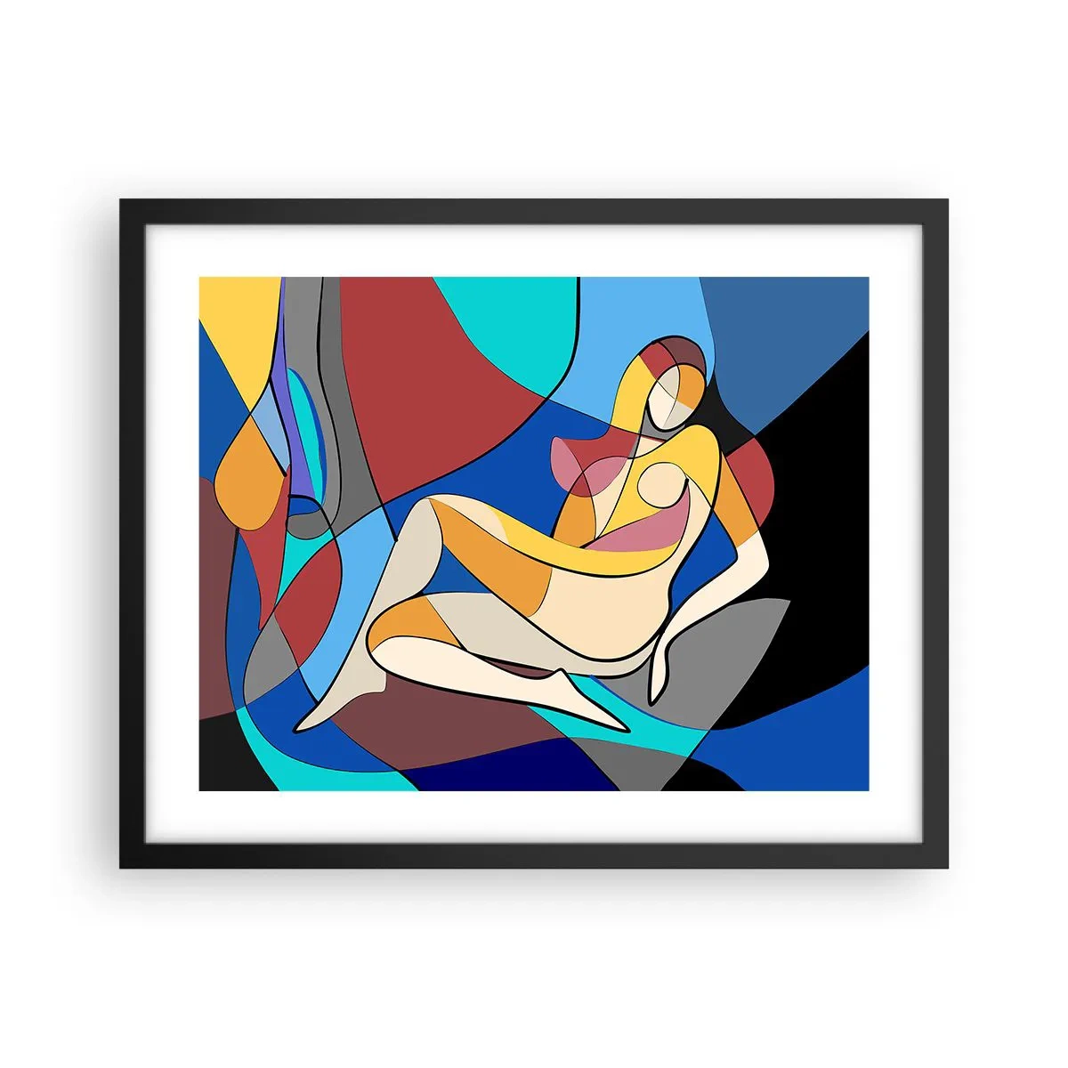 Pôster com moldura preta - Acto cubista - 50x40 cm